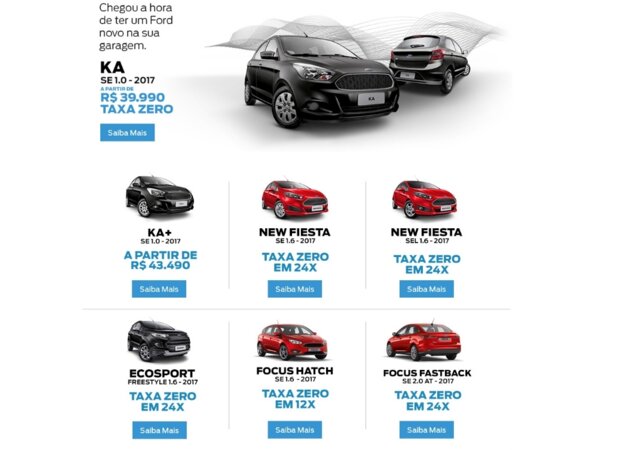 Algumas ofertas no site da Ford