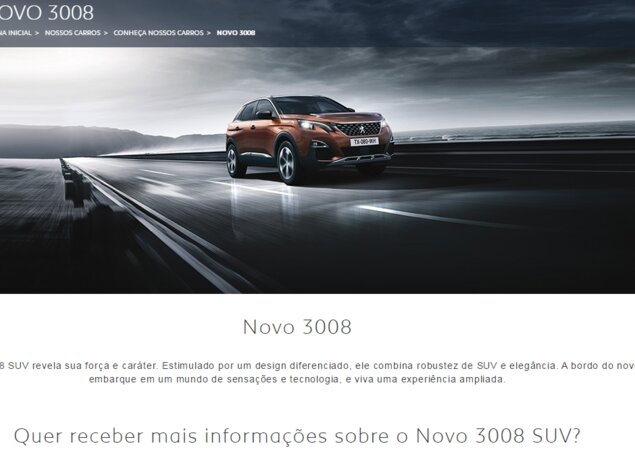Hotsite do novo 3008 no Brasil